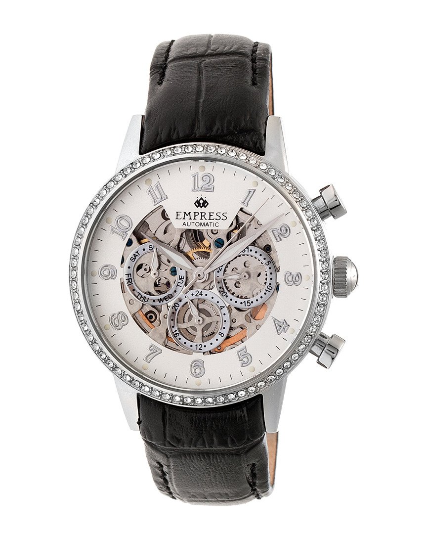 Foto 1 | Reloj Empress Beatrice Empem2001 - Correa De Piel  Color Plateado Y Negro - Venta Internacional.