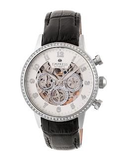 Foto 1 | Reloj Empress Beatrice Empem2001 - Correa De Piel Color Plateado Y Negro - Venta Internacional.