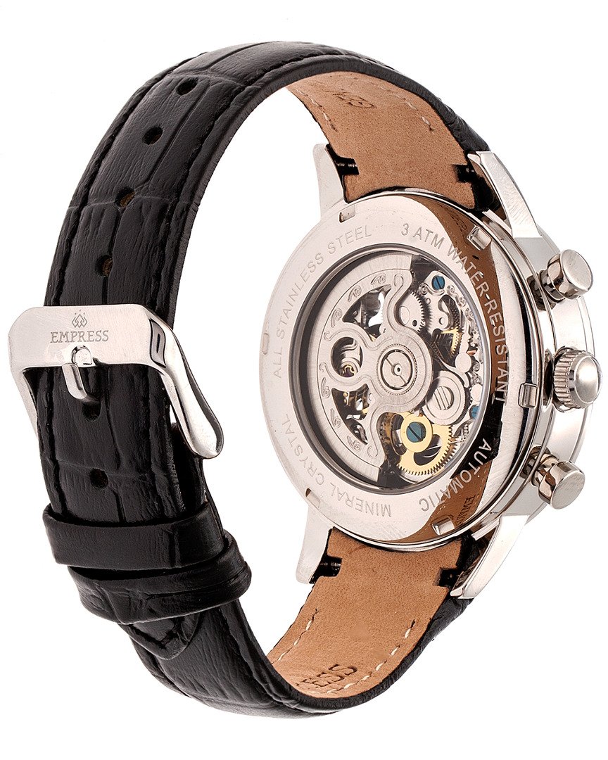 Foto 2 | Reloj Empress Beatrice Empem2001 - Correa De Piel  Color Plateado Y Negro - Venta Internacional.