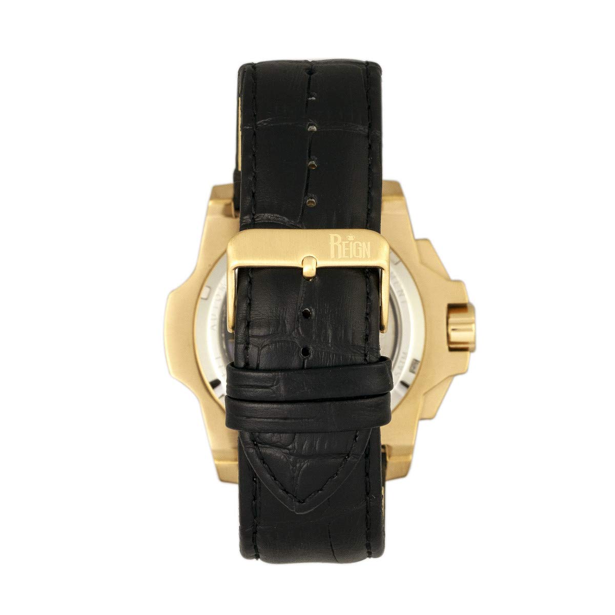 Foto 2 | Reloj Reign Commodus Automatic Skeleton - Correa De Piel Dorada - Venta Internacional.
