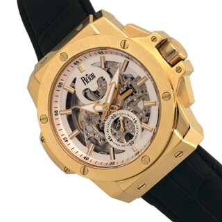 Foto 3 | Reloj Reign Commodus Automatic Skeleton - Correa De Piel Dorada - Venta Internacional.