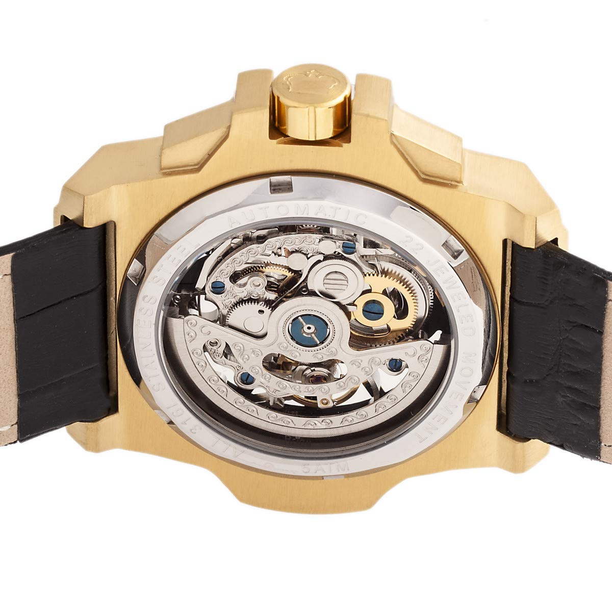 Foto 5 pulgar | Reloj Reign Commodus Automatic Skeleton - Correa De Piel Dorada - Venta Internacional.