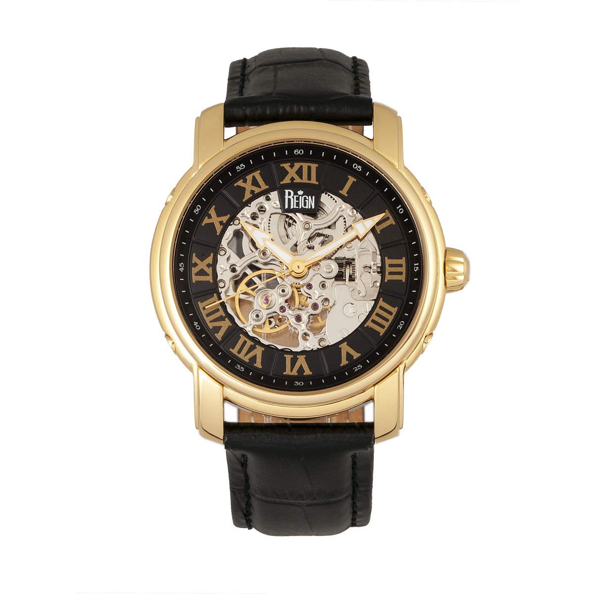 Reloj Reign Kahn Con Esfera Automática Tipo Esqueleto Y Correa Negra De Piel - Venta Internacional.