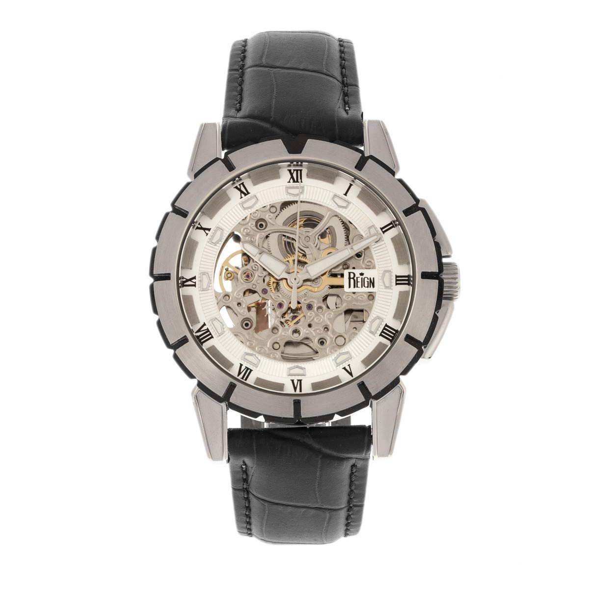 Foto 1 | Reloj Reign Philippe Automatic Skeleton En Piel Plateada - Venta Internacional.