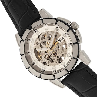 Foto 3 | Reloj Reign Philippe Automatic Skeleton En Piel Plateada - Venta Internacional.