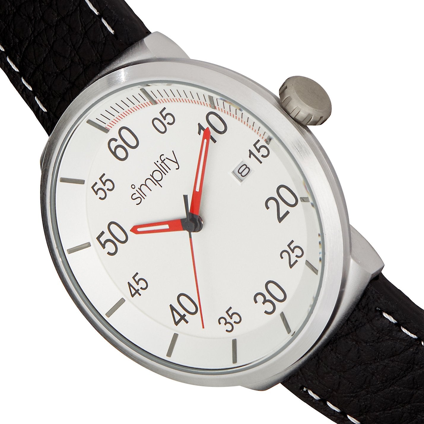 Foto 5 pulgar | Reloj Simplify The 7100 - Correa De Piel Con Fecha Para Hombre  Color Marrón Y Plateado - Venta Internacional.
