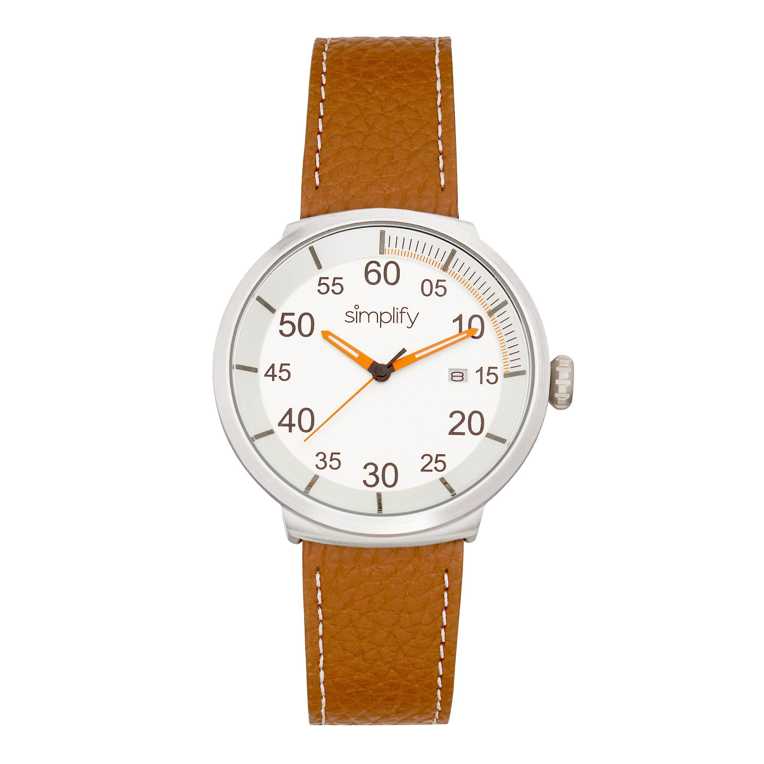 Foto 6 pulgar | Reloj Simplify The 7100 - Correa De Piel Con Fecha Para Hombre  Color Marrón Y Plateado - Venta Internacional.