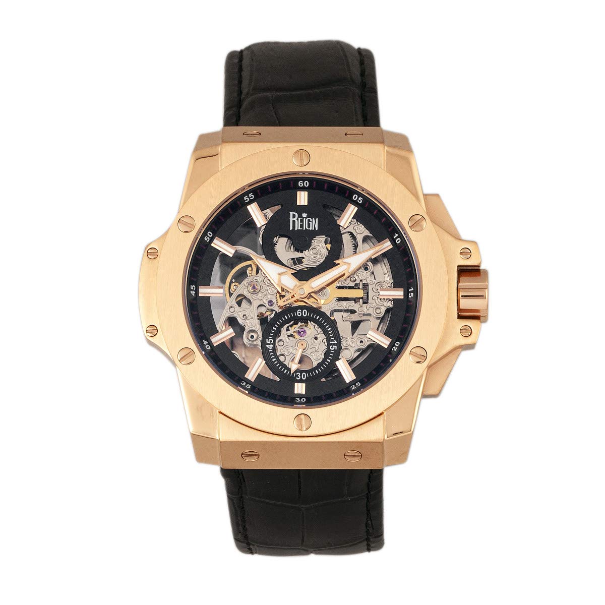 Foto 1 | Reloj Reign Commodus Automatic Skeleton En Oro Rosa/negro - Venta Internacional.