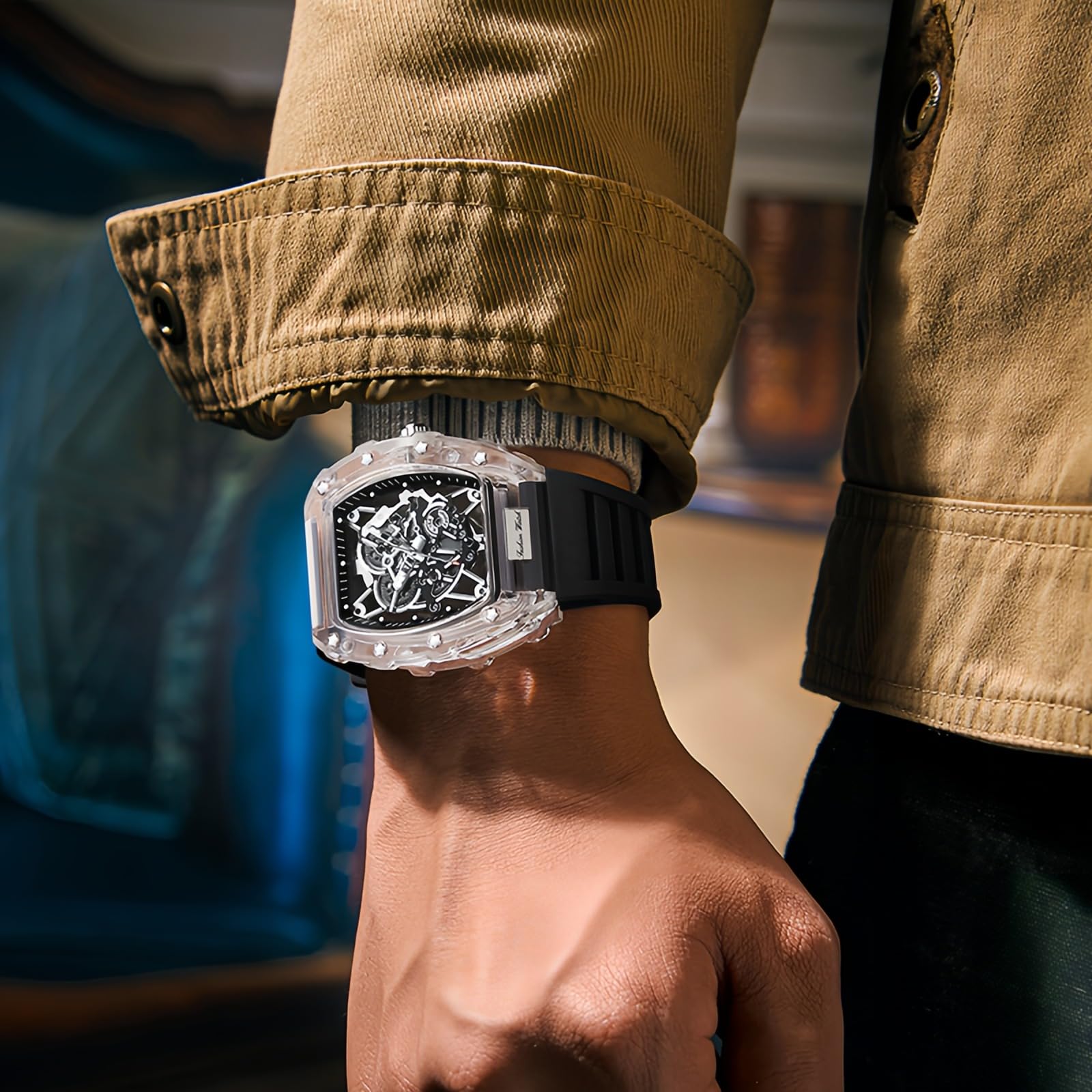 Foto 2 | Reloj Gosasa Fashion Hollowed Tonneau Transparente Para Hombre - Venta Internacional.