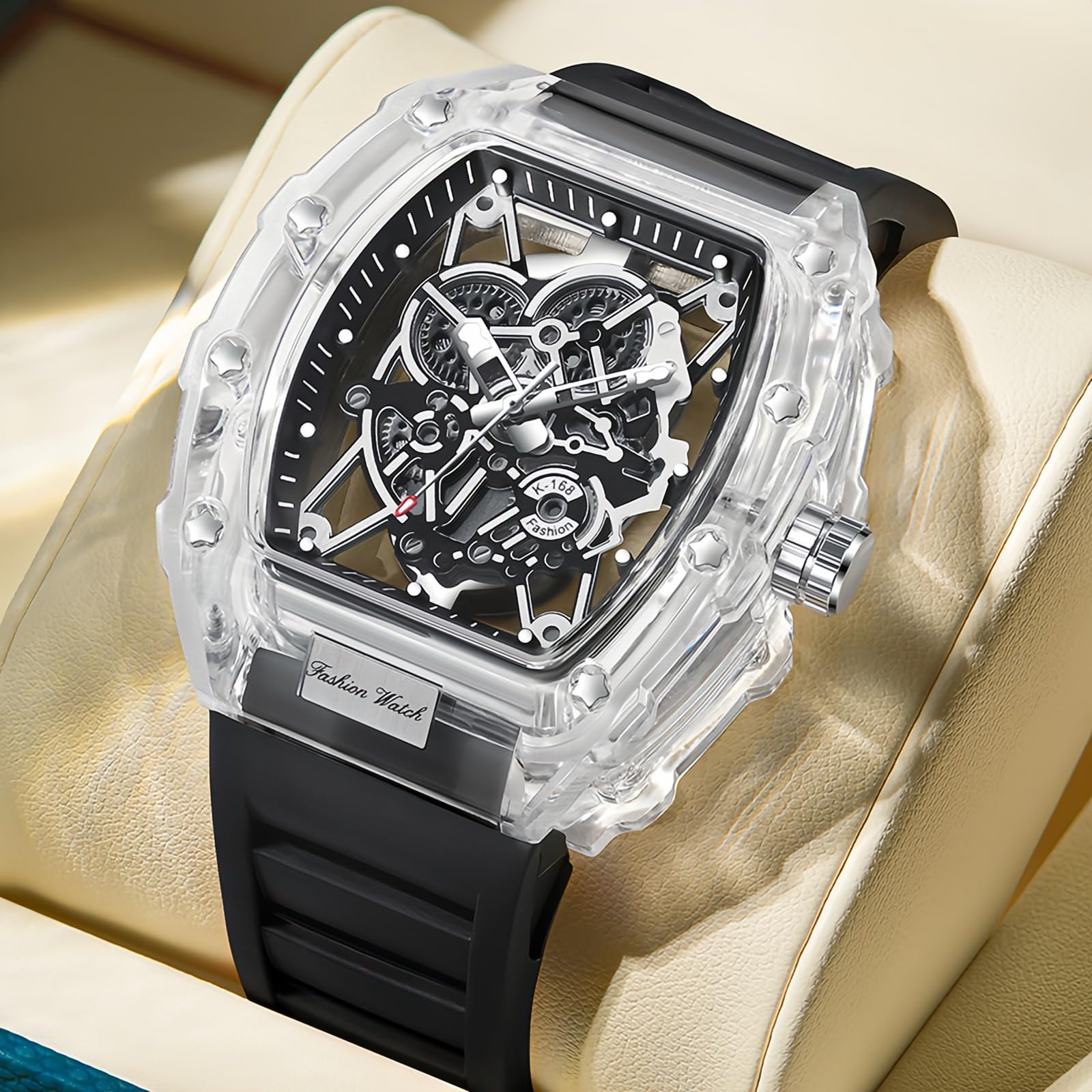 Foto 4 pulgar | Reloj Gosasa Fashion Hollowed Tonneau Transparente Para Hombre - Venta Internacional.