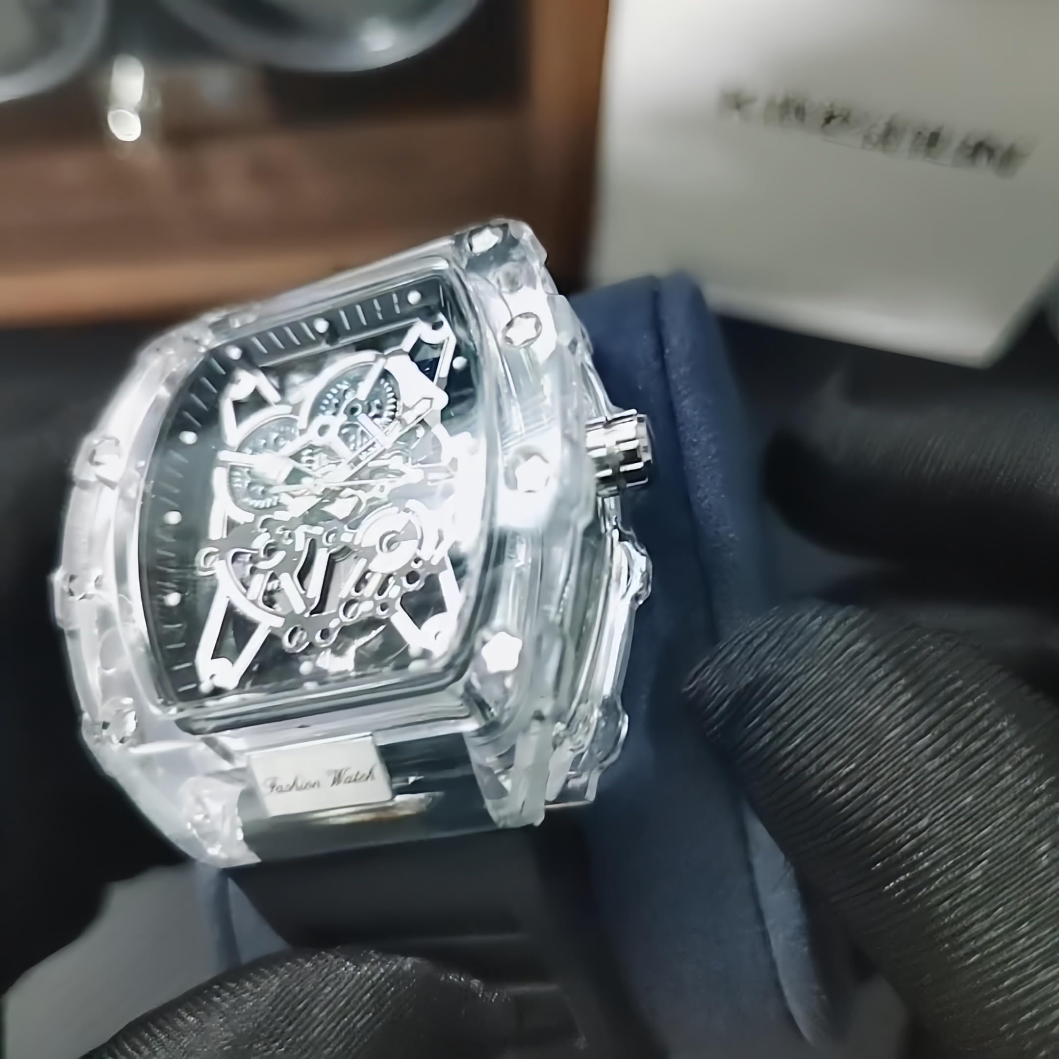 Foto 6 pulgar | Reloj Gosasa Fashion Hollowed Tonneau Transparente Para Hombre - Venta Internacional.