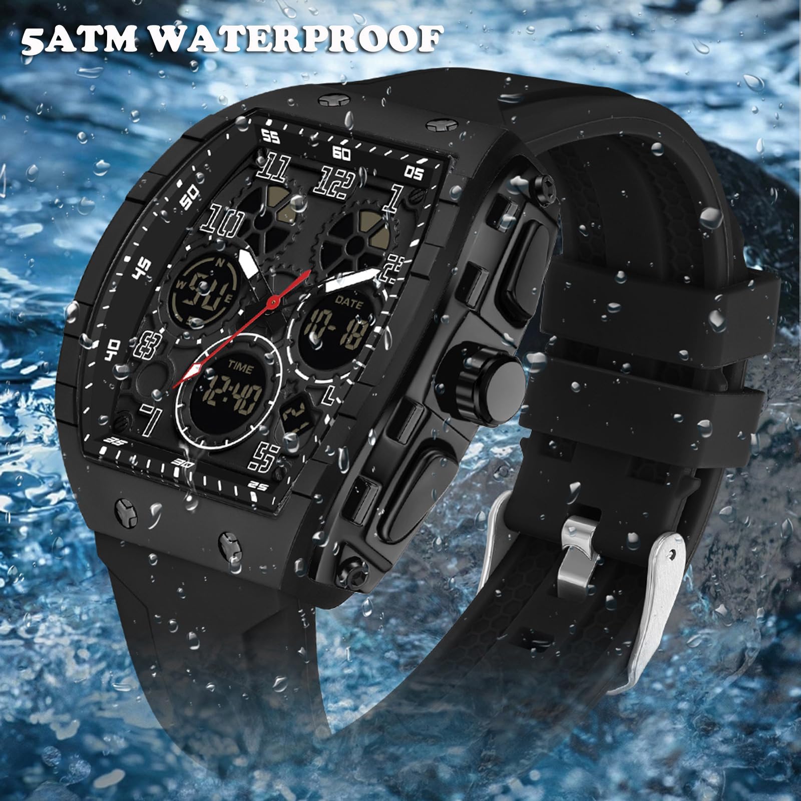 Foto 4 pulgar | Reloj De Pulsera Findtime Unique Rectangle Para Hombre Negro 5atm - Venta Internacional.