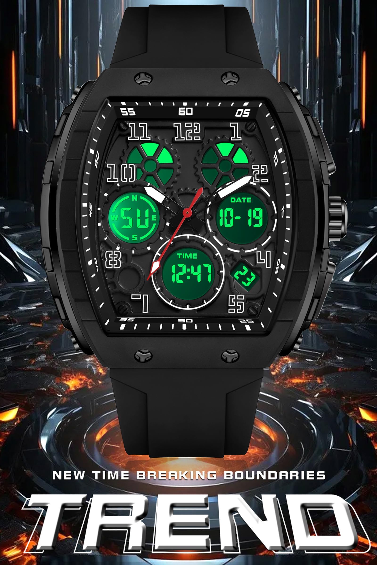 Foto 6 pulgar | Reloj De Pulsera Findtime Unique Rectangle Para Hombre Negro 5atm - Venta Internacional.