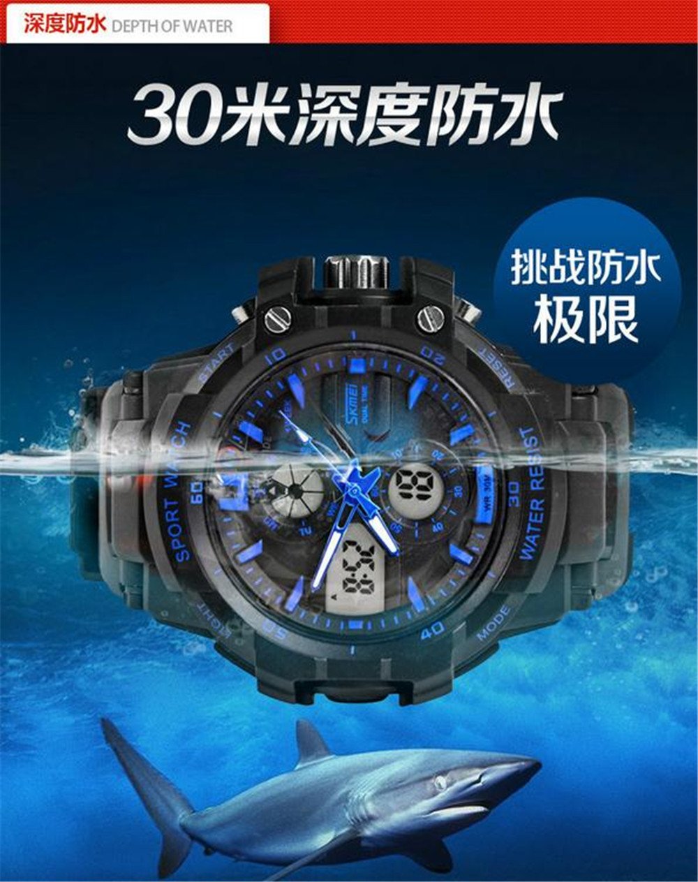 Foto 3 | Venta Internacional - Reloj Digital Skmei Con Doble Pantalla, Resistente Al Agua, 30 M