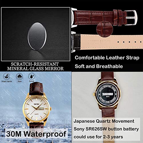 Foto 5 pulgar | Venta Internacional - Correa De Cuero Marrón Para Mujer Watch Skmei Resistente Al Agua