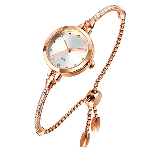 Venta Internacional - Reloj Analógico De Cuarzo Para Mujer Toocat Bling En Oro Rosa Con Diamantes