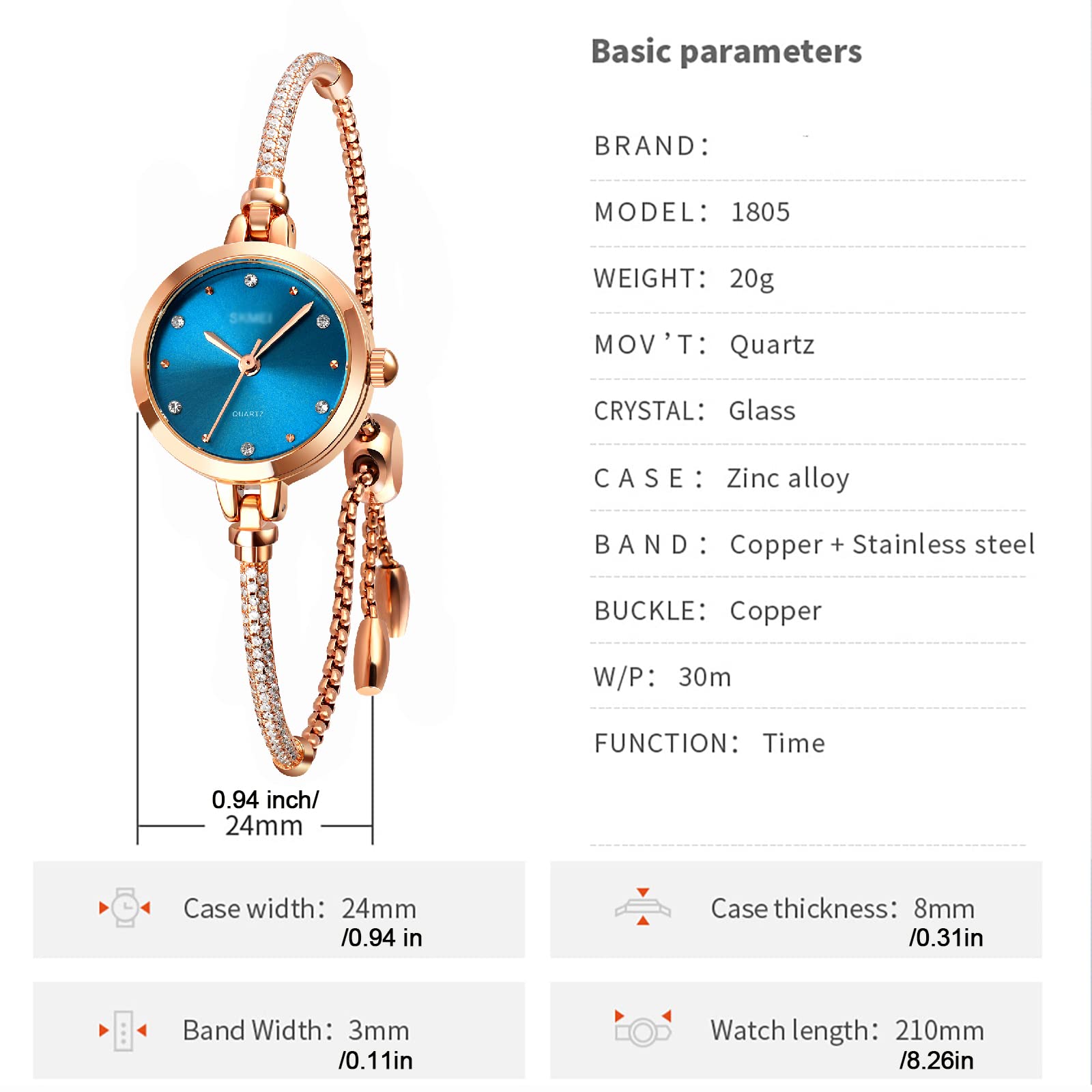 Foto 6 pulgar | Venta Internacional - Reloj Analógico Toocat De Cuarzo Para Mujer En Oro Rosa Con Diamantes