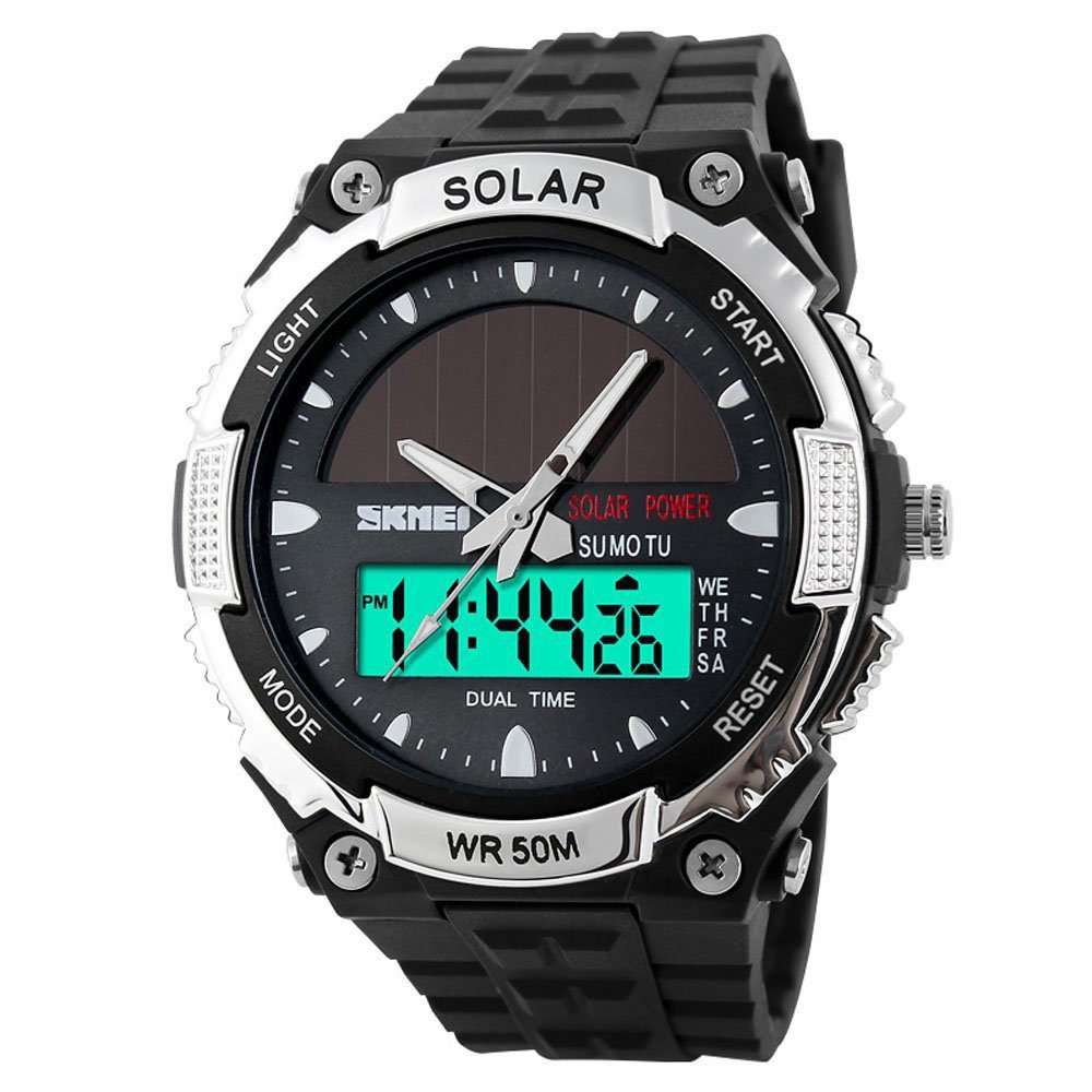 Foto 2 pulgar | Venta Internacional - Reloj Mastop Solar Energy Led Luminoso, 2 Zonas Horarias, 30 M