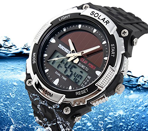 Foto 4 pulgar | Venta Internacional - Reloj Mastop Solar Energy Led Luminoso, 2 Zonas Horarias, 30 M