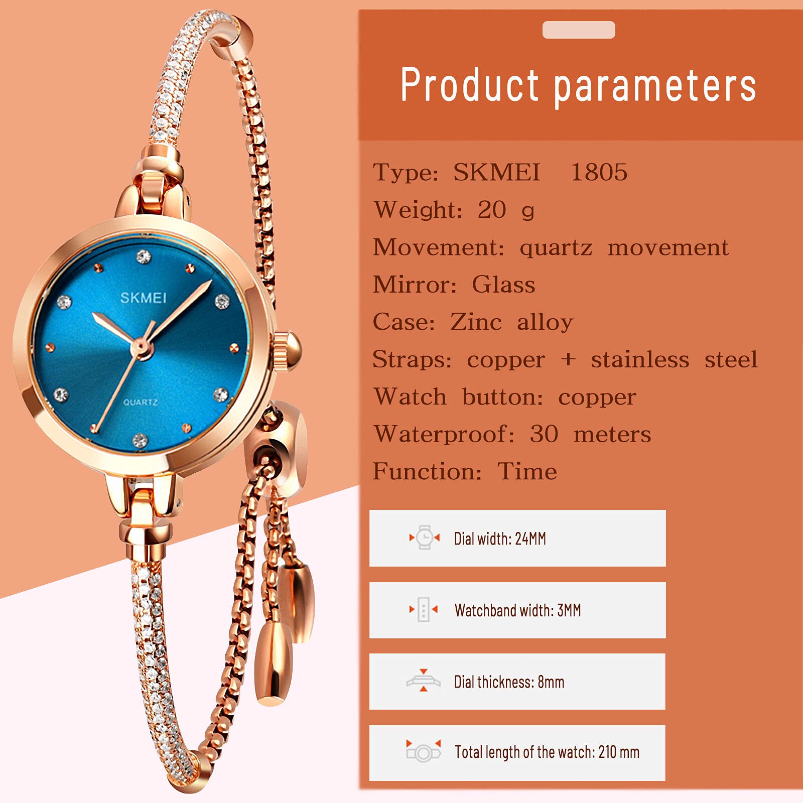 Foto 8 pulgar | Venta Internacional - Reloj De Pulsera Skmei Para Mujer, De Cuarzo, Moderno Y Resistente Al Agua