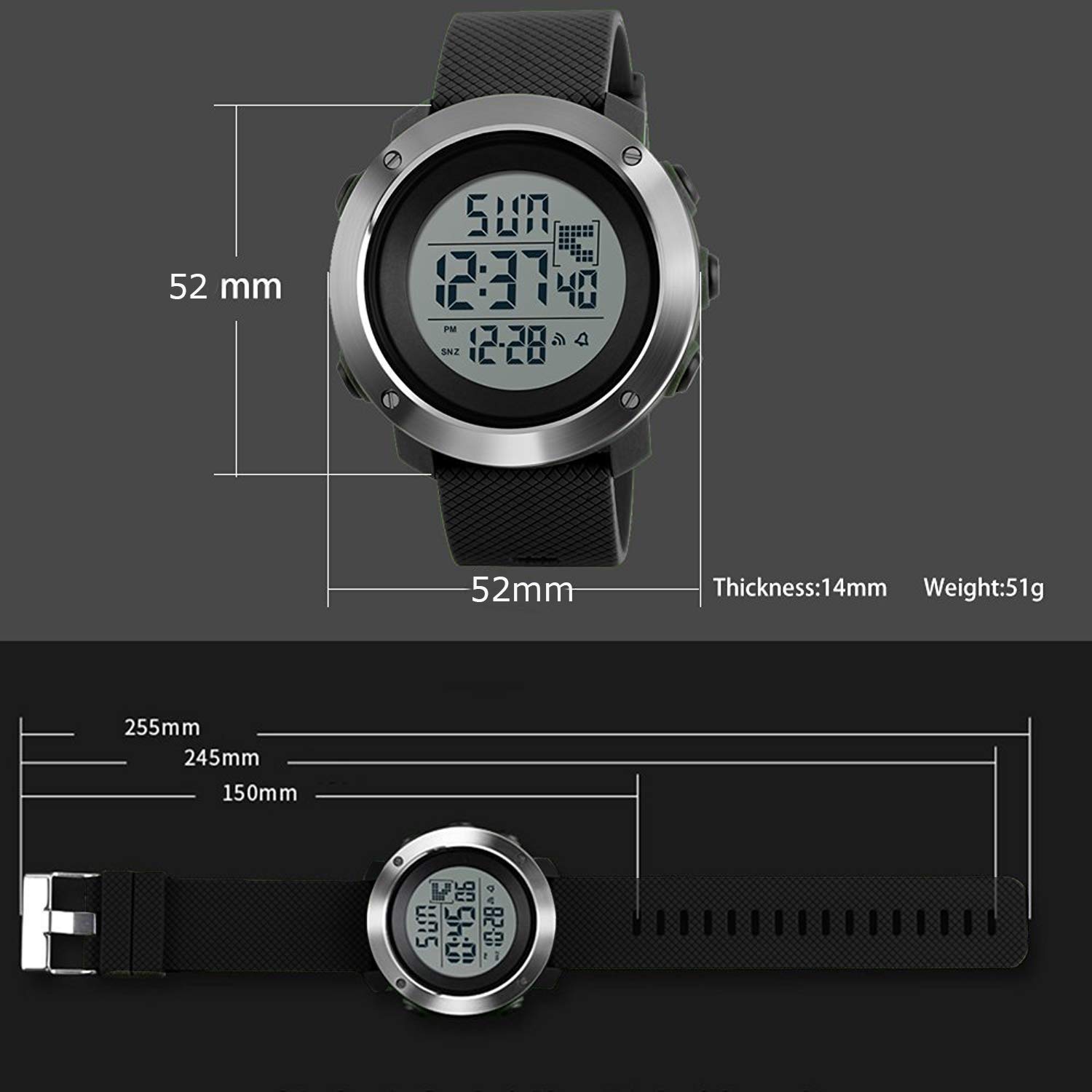 Foto 8 pulgar | Venta Internacional - Reloj Kauo Para Mujer, Deportivo, Digital, Militar, Impermeable, Negro