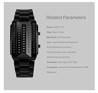 Foto 5 | Venta Internacional - Reloj Led Carlien Para Hombre, Acero Inoxidable, Impermeable, Plateado