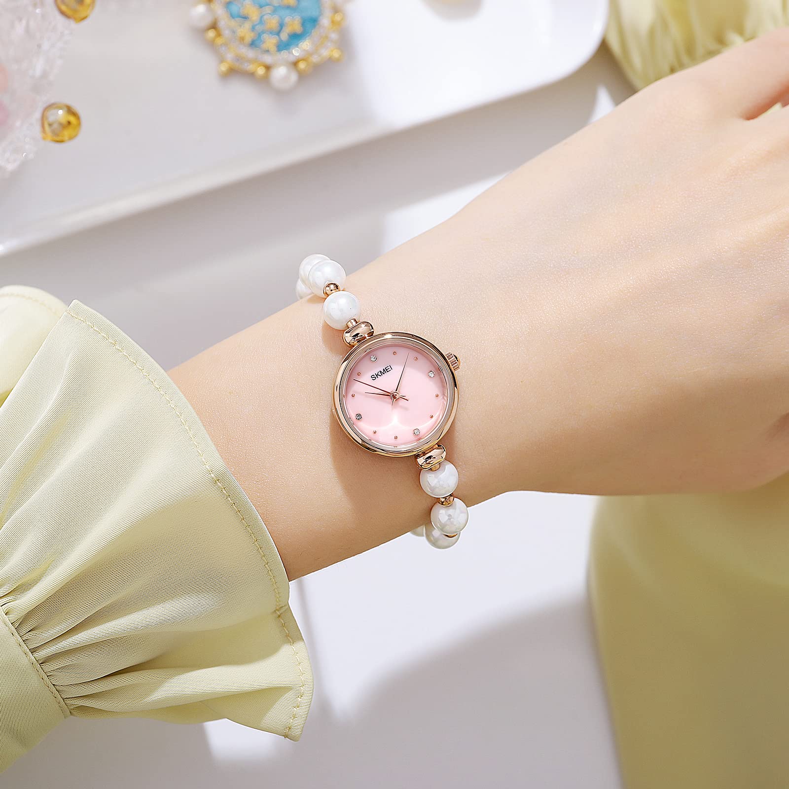 Foto 4 pulgar | Venta Internacional - Reloj Skmei - Pulsera Impermeable Para Mujer Con Diamantes Y Oro Rosa