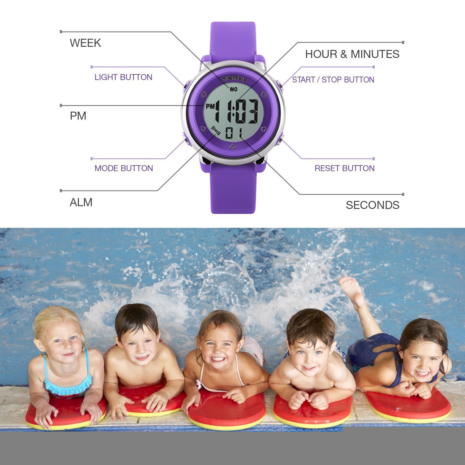 Foto 4 | Venta Internacional - Reloj Gosasa Kids Led Digital Eléctrico Luminiscente De Silicio