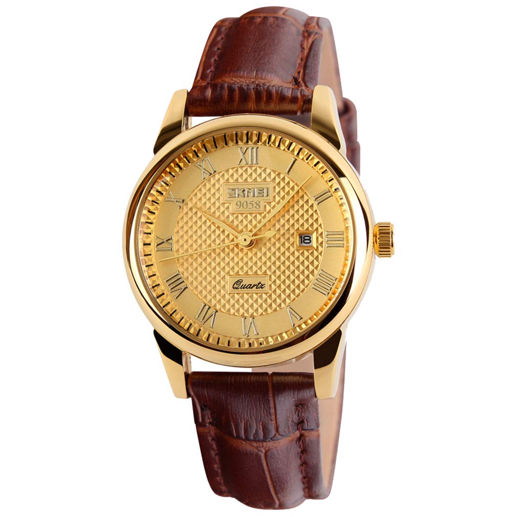 Venta Internacional - Reloj Skmei Con Correa De Cuero Marrón Para Mujer, A La Moda, Impermeable