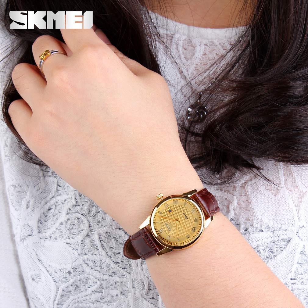 Foto 5 | Venta Internacional - Reloj Skmei Con Correa De Cuero Marrón Para Mujer, A La Moda, Impermeable