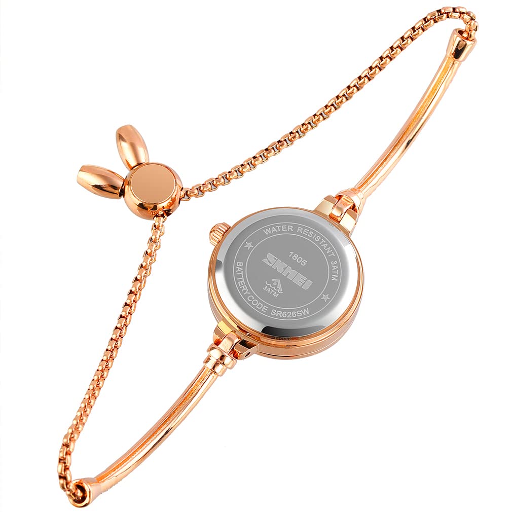 Foto 4 pulgar | Venta Internacional - Reloj Skmei L1805/l1854 Para Mujer, Pulsera De Oro Rosa Y Diamantes