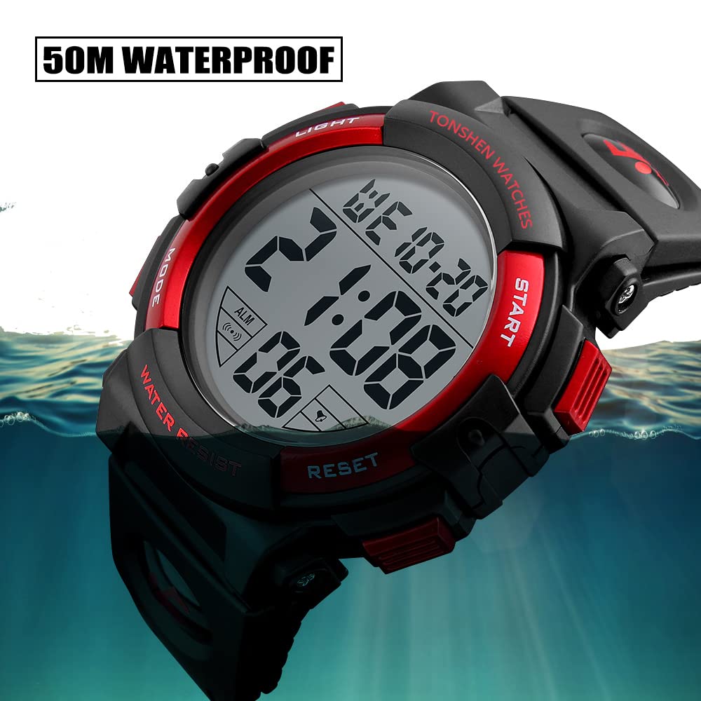 Foto 7 pulgar | Venta Internacional - Reloj Deportivo Tonshen Led Digital Con Alarma Impermeable De 50 M Para Hombre