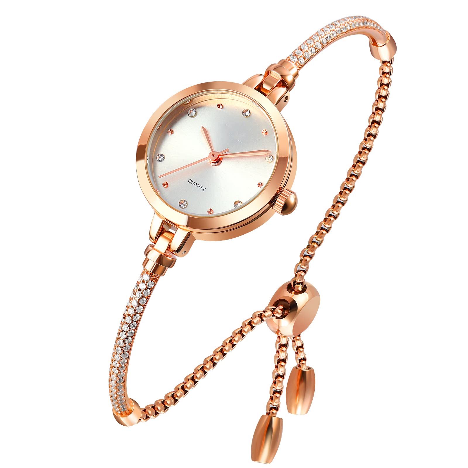 Venta Internacional - Reloj Analógico De Cuarzo Para Mujer Toocat, Brillante, Oro Rosa Con 30 M De Diámetro Exterior