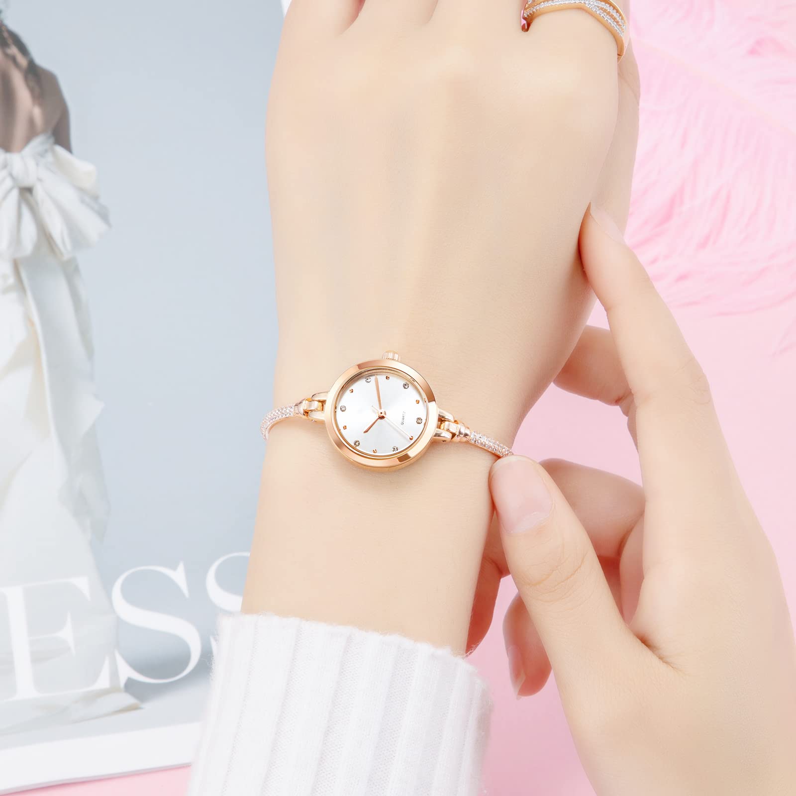 Foto 3 pulgar | Venta Internacional - Reloj Analógico De Cuarzo Para Mujer Toocat, Brillante, Oro Rosa Con 30 M De Diámetro Exterior