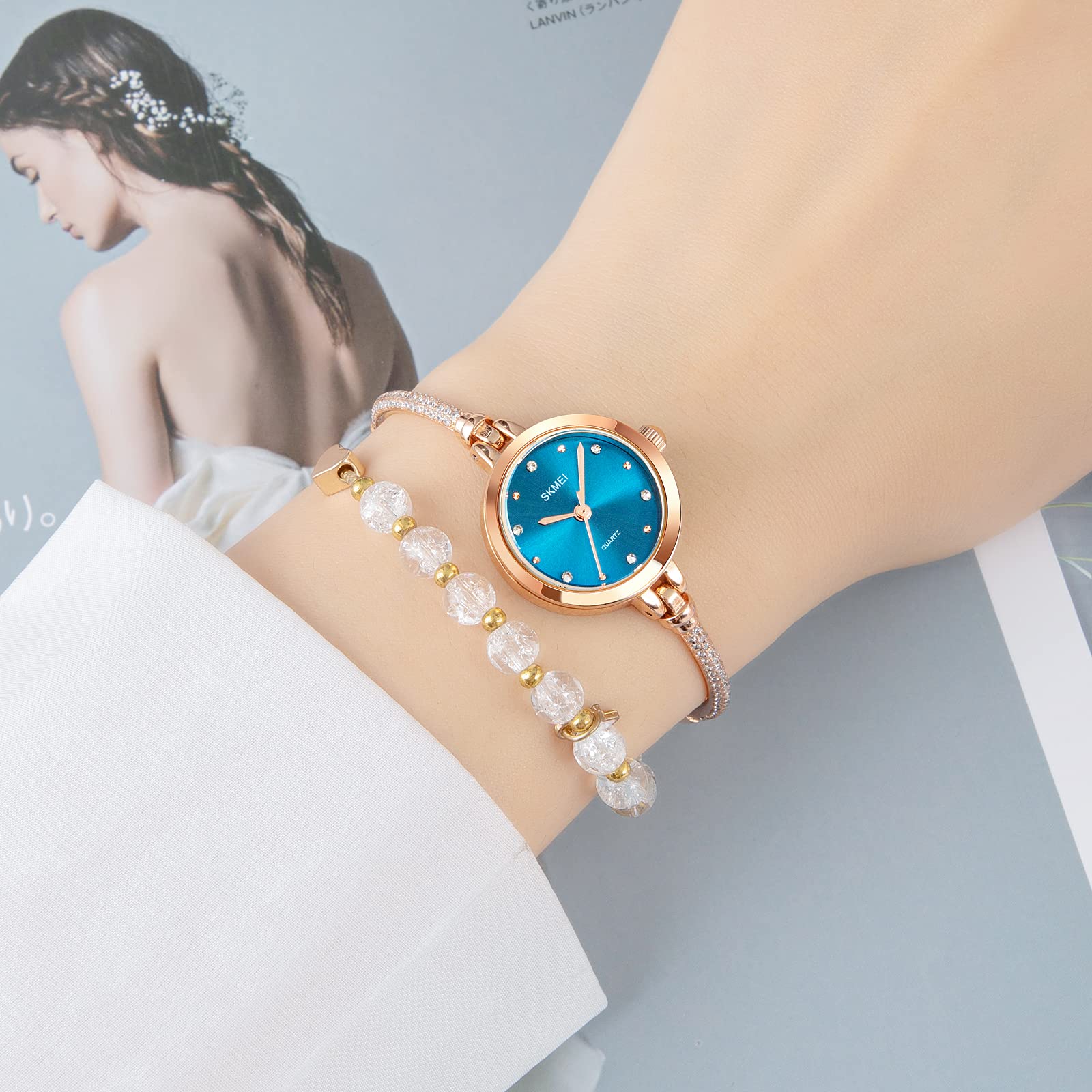 Foto 3 pulgar | Venta Internacional - Reloj De Pulsera Skmei Para Mujer, Resistente Al Agua Con Diamantes