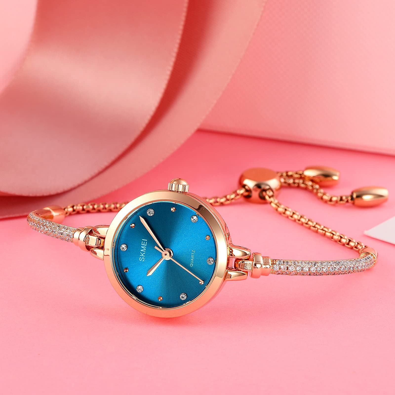 Foto 5 pulgar | Venta Internacional - Reloj De Pulsera Skmei Para Mujer, Resistente Al Agua Con Diamantes
