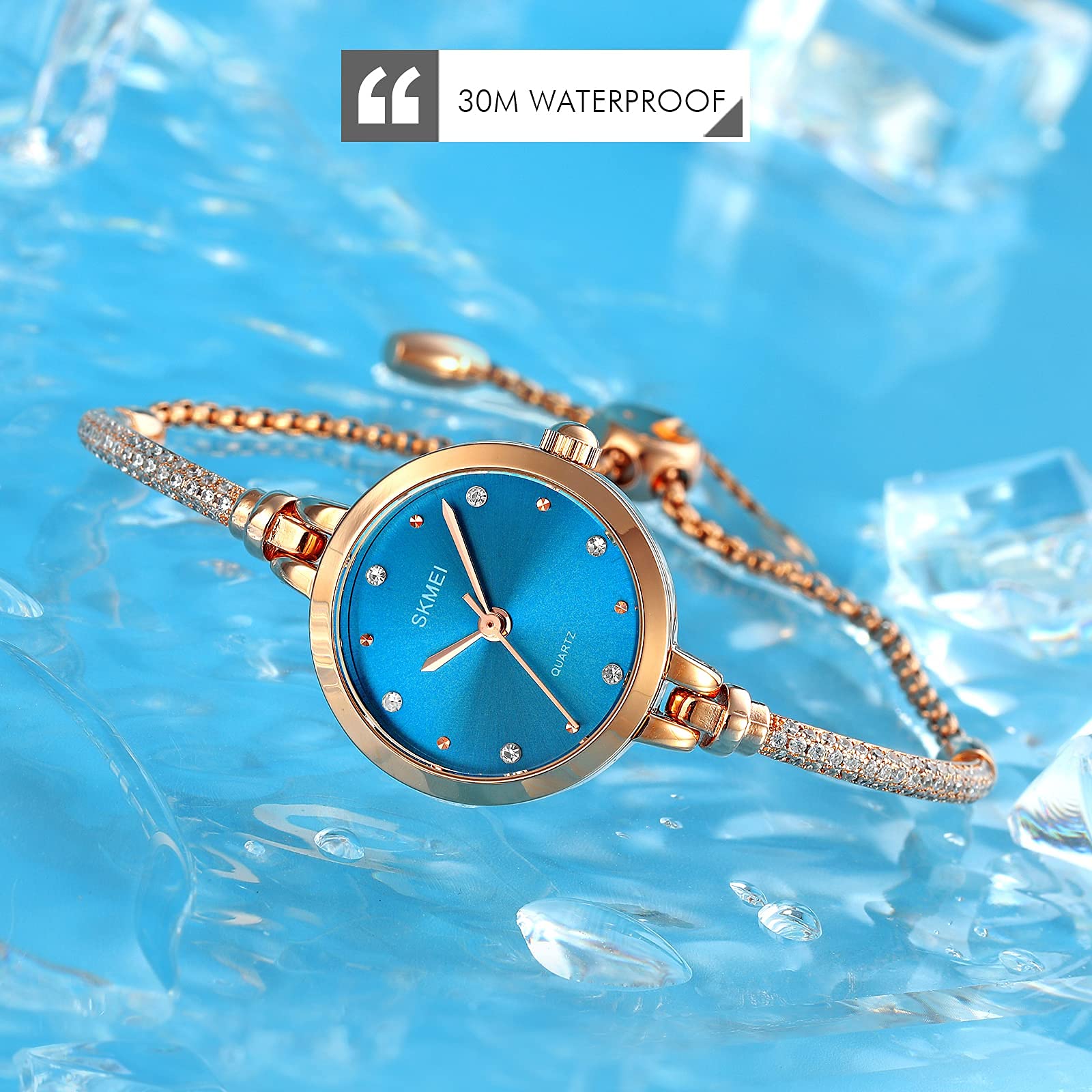 Foto 6 pulgar | Venta Internacional - Reloj De Pulsera Skmei Para Mujer, Resistente Al Agua Con Diamantes