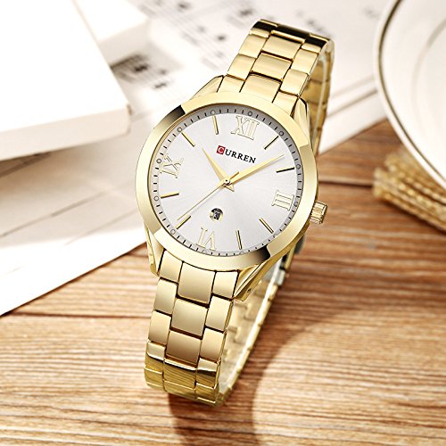 Foto 4 pulgar | Venta Internacional - Reloj Curren 9007 De Lujo Para Mujer, Acero Inoxidable Dorado, 30 M Wr