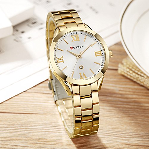 Foto 4 | Venta Internacional - Reloj Curren 9007 De Lujo Para Mujer, Acero Inoxidable Dorado, 30 M Wr