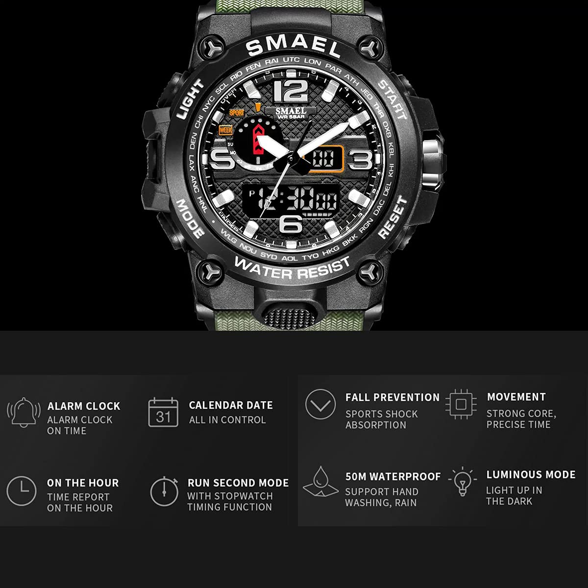 Foto 3 pulgar | Venta Internacional - Reloj Koodea Koodea1545d Para Hombre, 50 M, Resistente Al Agua, Doble Pantalla