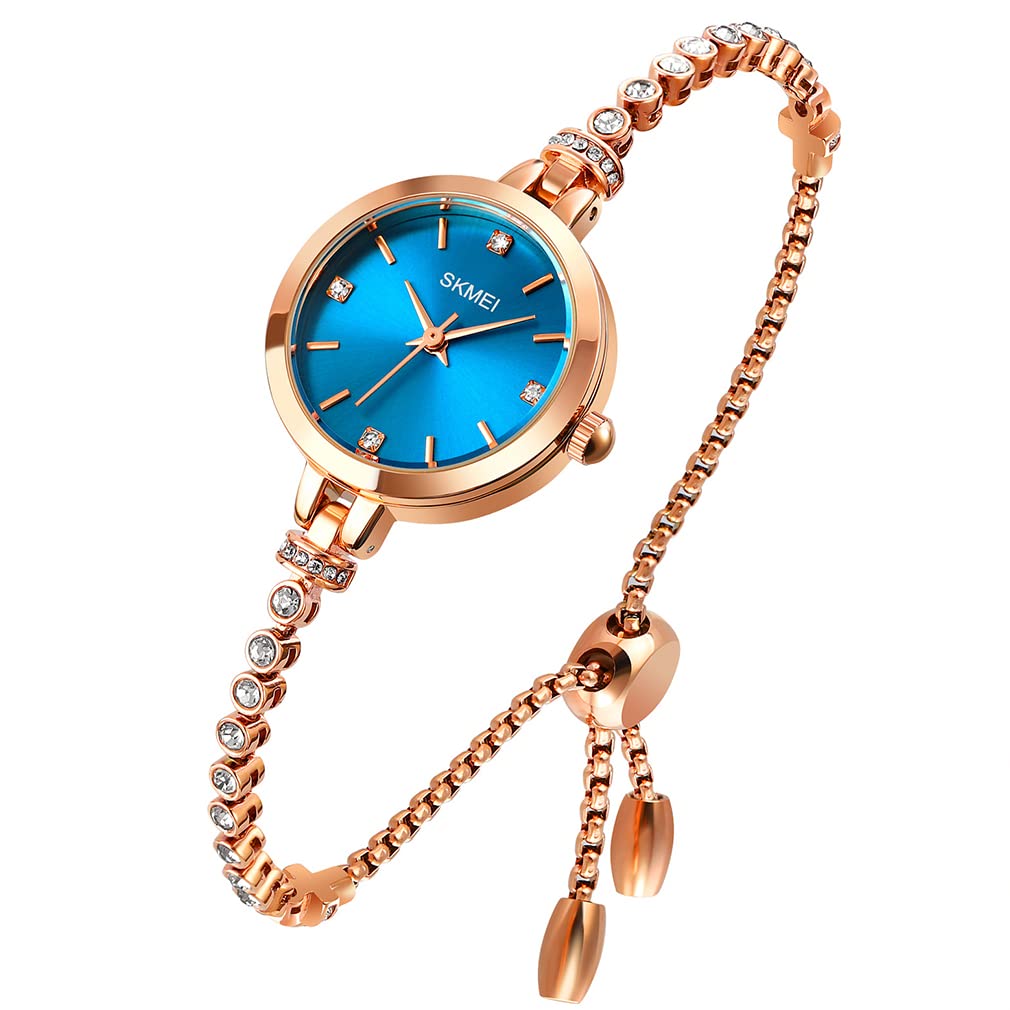 Venta Internacional - Reloj Skmei Para Mujer L1805/l1854, Pulsera Con Diamantes En Oro Rosa