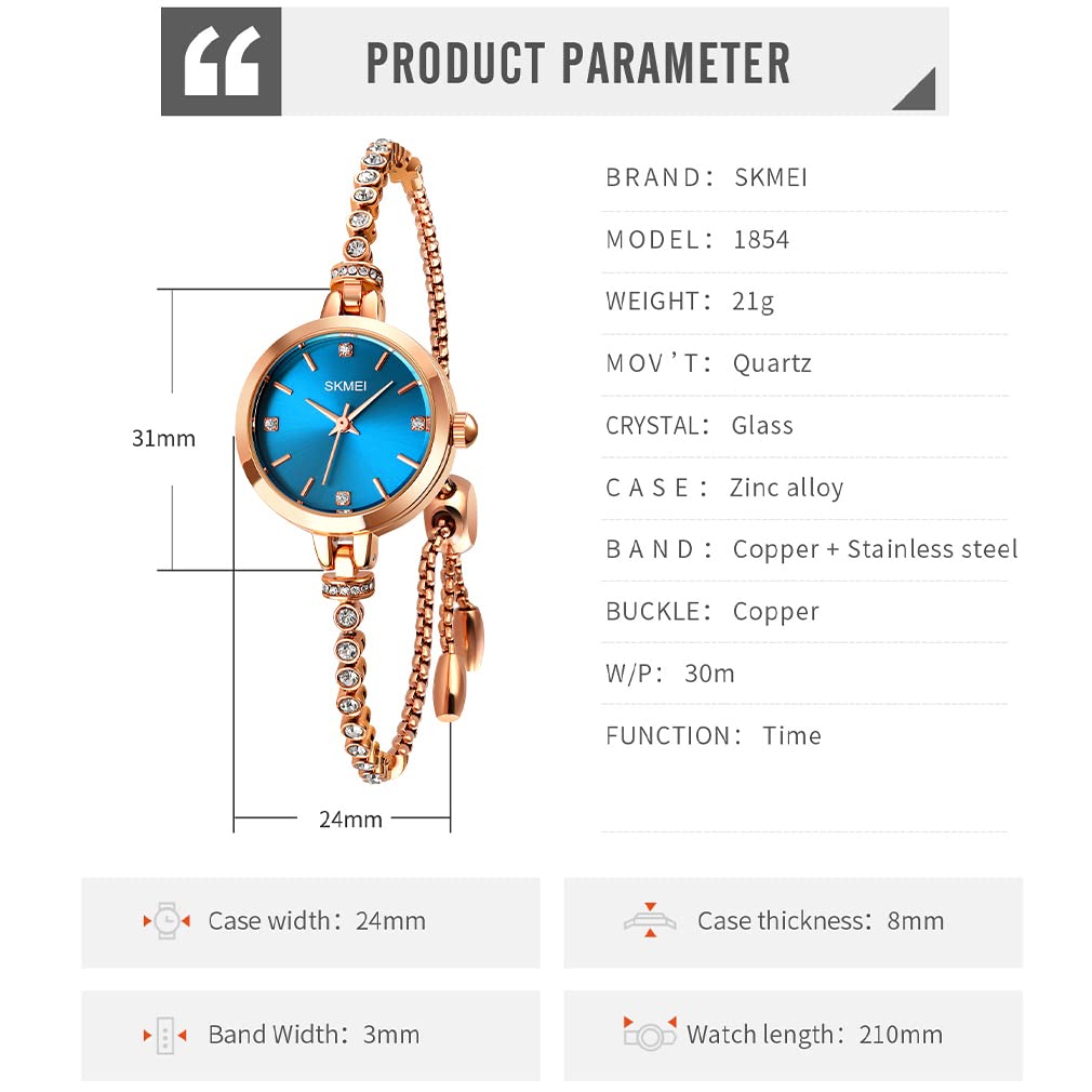 Foto 7 pulgar | Venta Internacional - Reloj Skmei Para Mujer L1805/l1854, Pulsera Con Diamantes En Oro Rosa