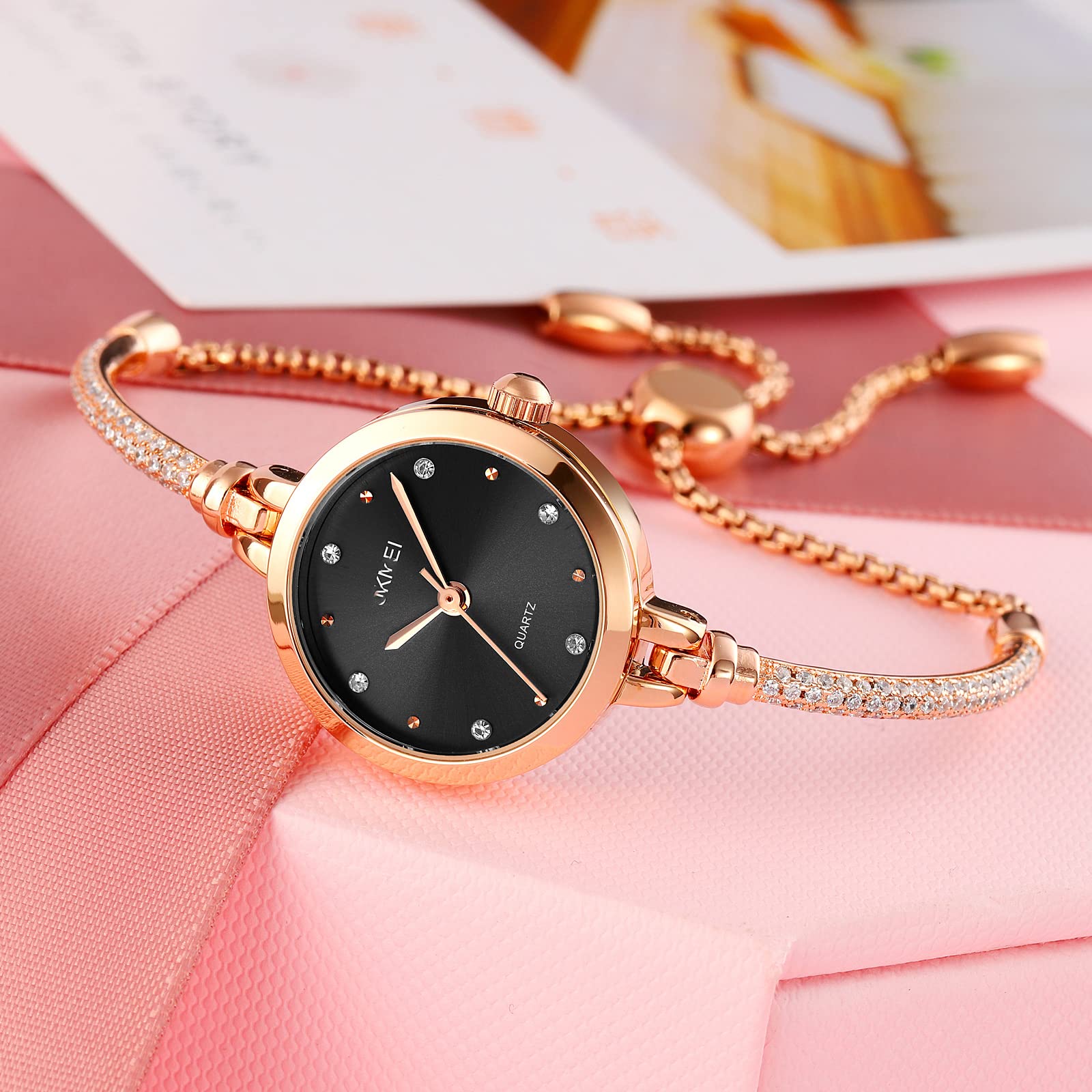 Foto 3 | Venta Internacional - Reloj Analógico De Cuarzo Para Mujer Toocat, Brillante, Oro Rosa Con 30 M De Diámetro Exterior