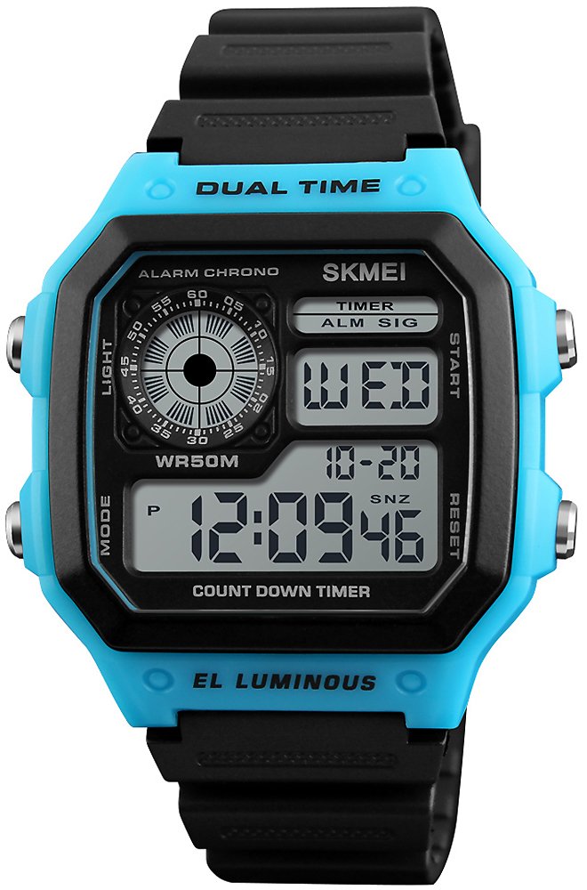 Venta Internacional - Reloj Hunruy, Multifuncional, Doble Zona Horaria, Led, Digital, Azul