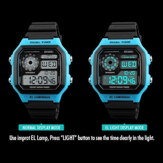 Foto 3 | Venta Internacional - Reloj Hunruy, Multifuncional, Doble Zona Horaria, Led, Digital, Azul