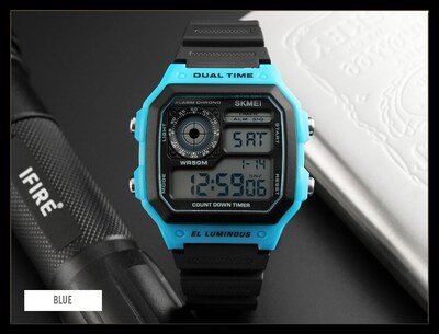 Foto 5 | Venta Internacional - Reloj Hunruy, Multifuncional, Doble Zona Horaria, Led, Digital, Azul