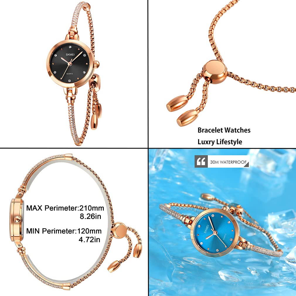 Foto 5 pulgar | Venta Internacional - Reloj Skmei, Pulsera De Oro Rosa A La Moda, Resistente Al Agua