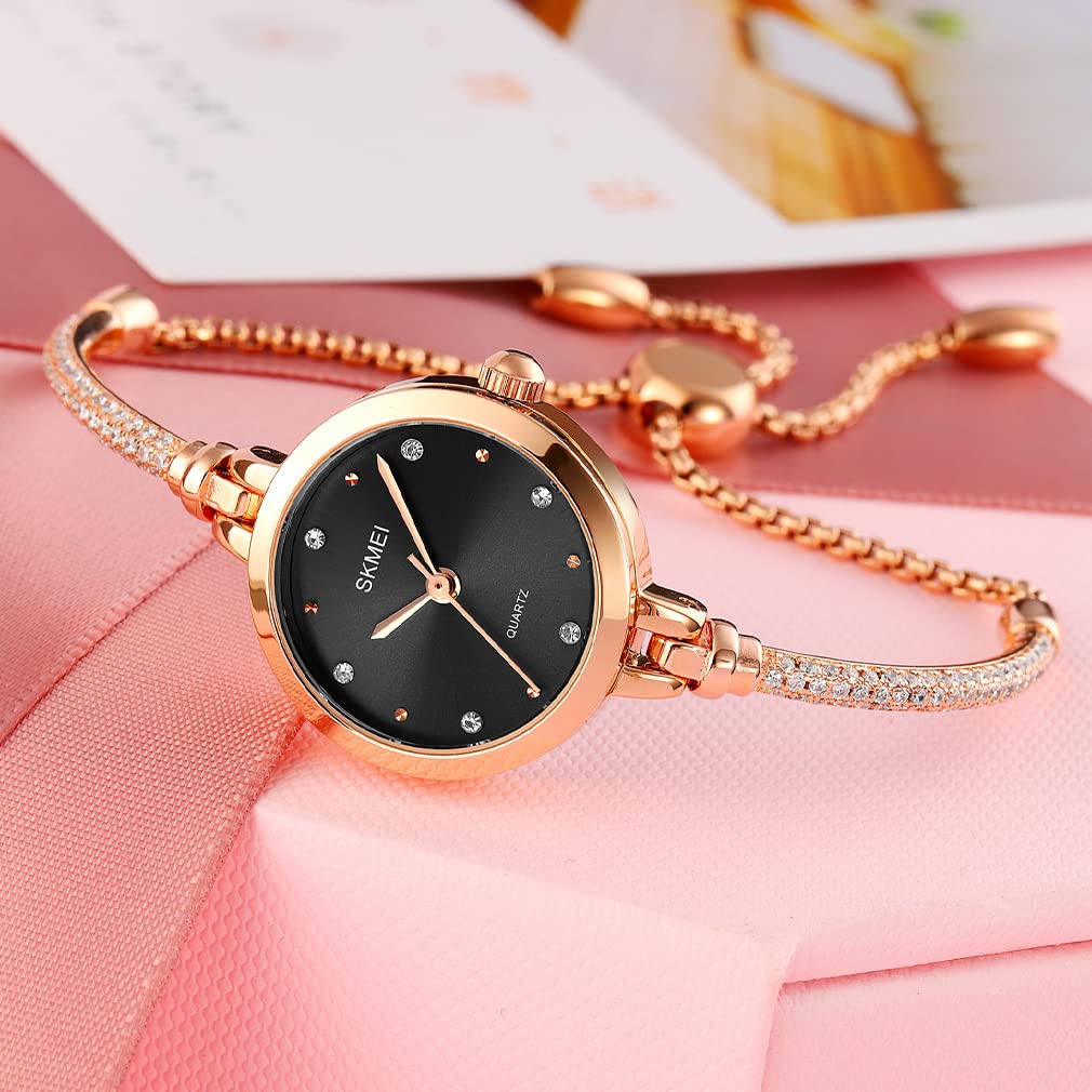 Foto 6 pulgar | Venta Internacional - Reloj Skmei, Pulsera De Oro Rosa A La Moda, Resistente Al Agua