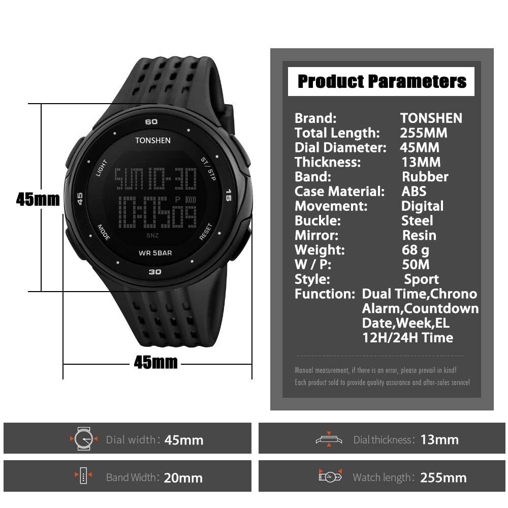 Foto 2 | Venta Internacional - Reloj Deportivo Tonshen Outdoor Digital Led Impermeable (negro)