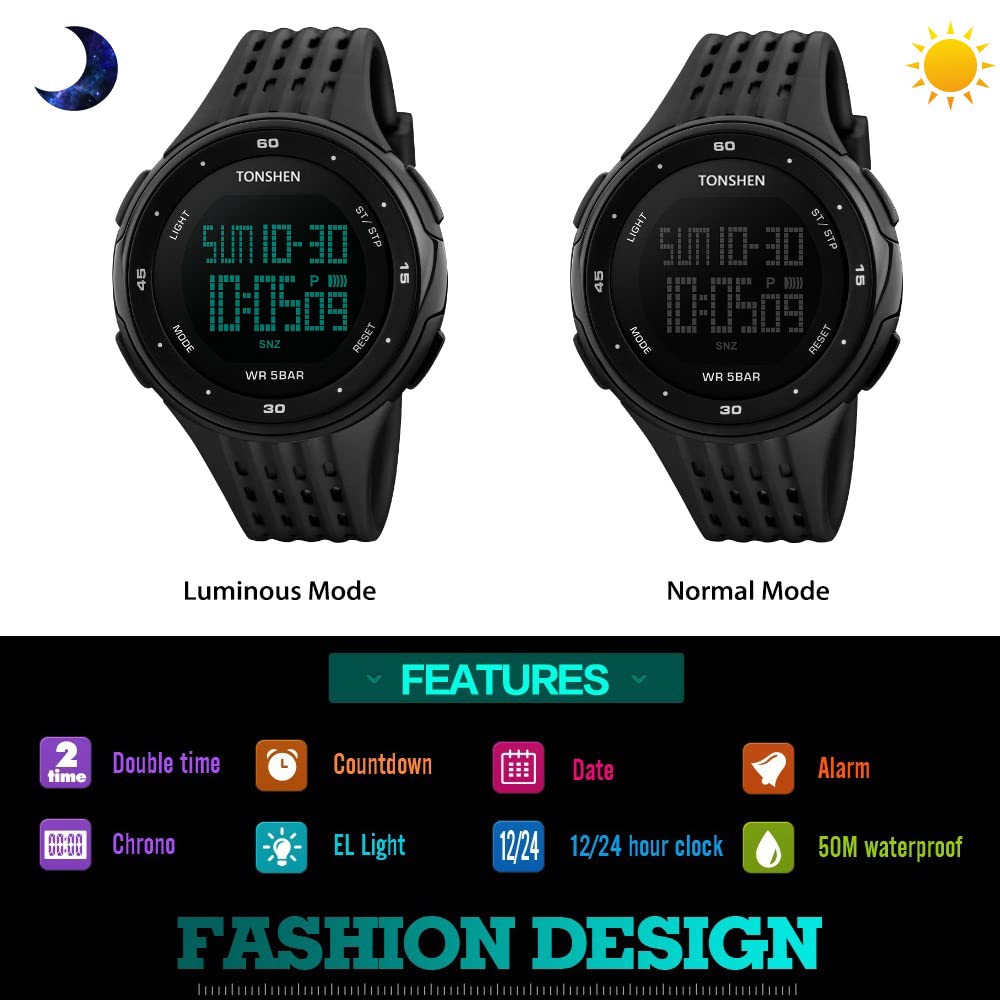 Foto 4 pulgar | Venta Internacional - Reloj Deportivo Tonshen Outdoor Digital Led Impermeable (negro)